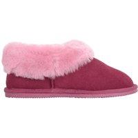 SNUGRUGS Women's Sheepskin Boot Slippers with Thick Sheepskin Cuff & Rubber Sole in Wine | Size: 6