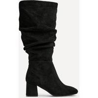 Linzi Women's Inferno Wide Fit Black Faux Suede Ruched Long Heeled Boot | Size: 6-Wide Fit