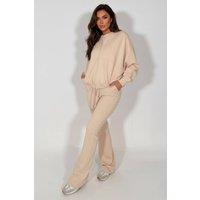 STYLEWISE Women's Bubble Hem Jacket & Trouser Loungewear Set - Oversized - Co-ord Set in Ecru | Size: Small