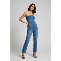 STYLEWISE Women's Bandeau Denim - Jumpsuit in Blue | Size: Medium