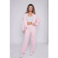 STYLEWISE Women's Fleece Zipper - Oversized Bomber Style - Co-ord Set in Pink | Size: S/M