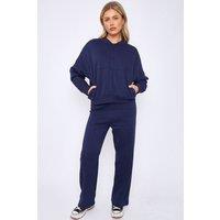STYLEWISE Women's Fleece Zipper - Oversized Bomber Style - Co-ord Set in Navy | Size: Medium/Large