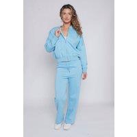 STYLEWISE Women's Fleece Zipper - Oversized Bomber Style - Co-ord Set in Blue | Size: S/M
