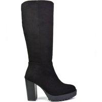 XY London Women's 'Addie' Chunky Platform Sole Boots in Jet Black | Size: 5