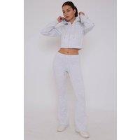 STYLEWISE Women's Cropped Zip Hoodie & Flared Trouser Set - Interlock - Co-ord Set in Grey | Size: Small
