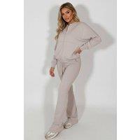 STYLEWISE Women's Bubble Hem Jacket & Trouser Loungewear Set - Oversized - Co-ord Set in Light Grey | Size: Large