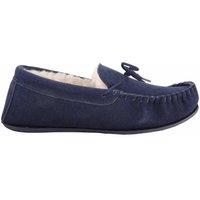 ABSOLUTE FOOTWEAR Women's Womens Wool Lined Suede Moccasin with Lace Detail & Rubber Sole in Navy | Size: 3