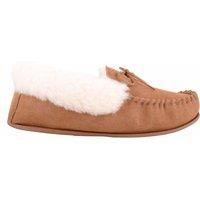 ABSOLUTE FOOTWEAR Women's Womens Wool Lined Suede Moccasin with Wool Cuff & Hard Sole in Tan | Size: 8