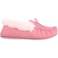 ABSOLUTE FOOTWEAR Women's Womens Wool Lined Suede Moccasin with Wool Cuff & Hard Sole in Pink | Size: 3