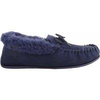 ABSOLUTE FOOTWEAR Women's Womens Wool Lined Suede Moccasin with Wool Cuff & Hard Sole in Navy | Size: 4