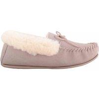 ABSOLUTE FOOTWEAR Women's Womens Wool Lined Suede Moccasin with Wool Cuff & Hard Sole in Stone | Size: 7