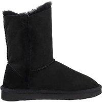 SNUGRUGS Women's Double Faced Sheepskin Mid Calf Outdoor Boot with Button Detail in Black | Size: 9