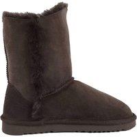 SNUGRUGS Women's Double Faced Sheepskin Mid Calf Outdoor Boot with Button Detail in Chocolate | Size: 8