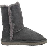 SNUGRUGS Women's Double Faced Sheepskin Mid Calf Outdoor Boot with Button Detail in Grey | Size: 7