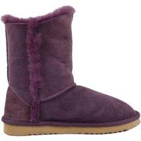 SNUGRUGS Women's Double Faced Sheepskin Mid Calf Outdoor Boot with Button Detail in Purple | Size: 8