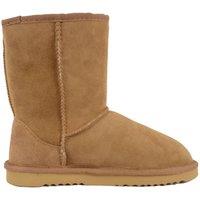 SNUGRUGS Women's Sheepskin Mid Calf Short Outdoor Boots in Tan | Size: 4