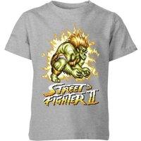 Street Fighter Blanka 16-bit Kids T-Shirt - Grey | Size: YL