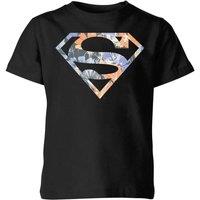 DC Comics DC Originals Floral Superman Kids T-Shirt - Black | Size: YXS
