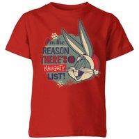 Looney Tunes I'm The Reason There Is A Naughty List Christmas Kids T-Shirt - Red | Size: YXL