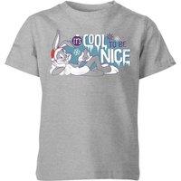 Looney Tunes Its Cool To Be Nice Christmas Kids T-Shirt - Grey | Size: YS
