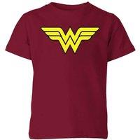 DC Comics Justice League Wonder Woman Logo Kids T-Shirt - Burgundy | Size: YM