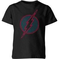 DC Comics Justice League Flash Retro Grid Logo Kids T-Shirt - Black | Size: YM