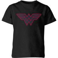 DC Comics Justice League Wonder Woman Retro Grid Logo Kids T-Shirt - Black | Size: YXL