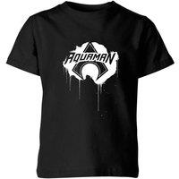DC Comics Justice League Graffiti Aquaman Kids T-Shirt - Black | Size: YL