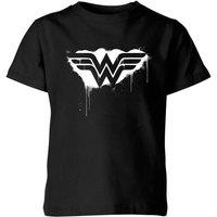 DC Comics Justice League Graffiti Wonder Woman Kids T-Shirt - Black | Size: YXS