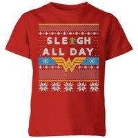 DC Comics Wonder Woman 'Sleigh All Day Christmas Kids T-Shirt - Red | Size: YXL