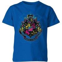 Zavvi Harry Potter Hogwarts Neon Crest Kids T-Shirt - Blue | Size: YL
