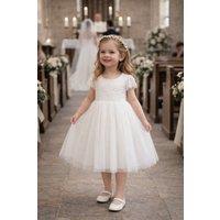 UK Flower Girl Boutique Girl's Bohemian Flutter Tea Dress - White | Size: 3-4 Years