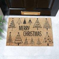 Artsy Mats Merry Christmas Tree Pattern Doormat in Brown | Size: 0-3 m