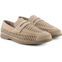 Silver Street London Men's Perth Suede Leather Woven Loafers in Light Sand | Size: 11