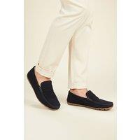 Silver Street London Men's Bari Suede Leather Casual Driving Loafers in Navy | Size: 8