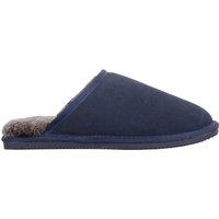 SNUGRUGS Men's Genuine Sheepskin Open Back Mule Slipper with Ridged Sole in Navy | Size: 10