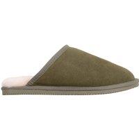 SNUGRUGS Men's Genuine Sheepskin Open Back Mule Slipper with Ridged Sole in Olive | Size: 7