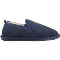 ABSOLUTE FOOTWEAR Men's Mens Sheepskin Lined Suede Slipper with Elasticated Twin Gusset in Navy | Size: 11