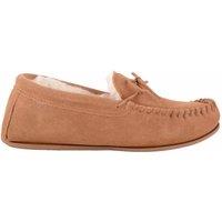 ABSOLUTE FOOTWEAR Men's Mens Wool Lined Suede Moccasin with Lace Detail & Rubber Sole in Tan | Size: 6