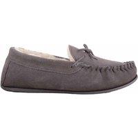 ABSOLUTE FOOTWEAR Men's Mens Wool Lined Suede Moccasin with Lace Detail & Rubber Sole in Grey | Size: 9