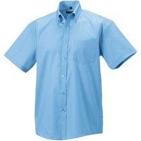 Russell Collection Men's Ultimate Non-Iron Short-Sleeved Shirt in Light Blue | Size: 17.5 in
