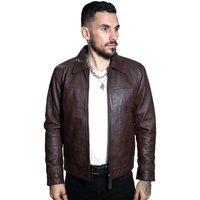 Infinity Leather Men's Leather Harrington Jacket-Shanghai in Brown | Size: 5XL
