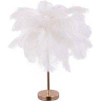 Garden Sanctuary Modern White Feather Table Lamp - Warm Light