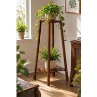 Garden Sanctuary Vintage Tiered Indoor Plant Stand Solid Wood Display Shelf in Brown