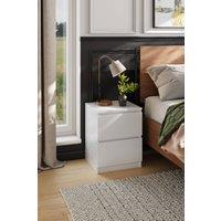 Garden Sanctuary Wooden Nightstand Bedside Table with 2 Drawers in White