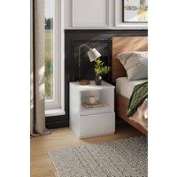 Garden Sanctuary Wooden Nightstand Bedside Table with Drawer in White