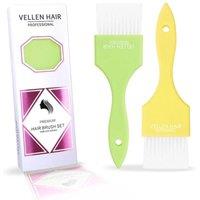 Vellen Premium Hair Brush Set For Colouring - 2 Pack - Green/Yellow