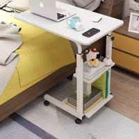 Living and Home 3-tier Height Adjustable Mobile Table Overbed Desk with Wheels in White