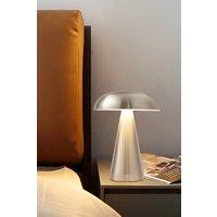 H&O Direct Mushroom Shape Rechargeable Dimmable Table Lamp Night Light in Silver