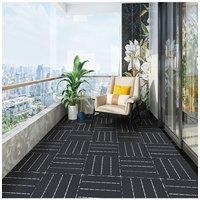 Living and Home 10Pcs Striped Plastic Interlocking Floor Deck Tiles in Dark Grey